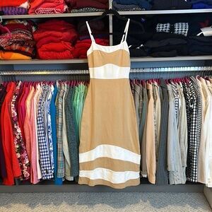 Le Lis tan/ivory adjustable spaghetti strap dress size XS NWT